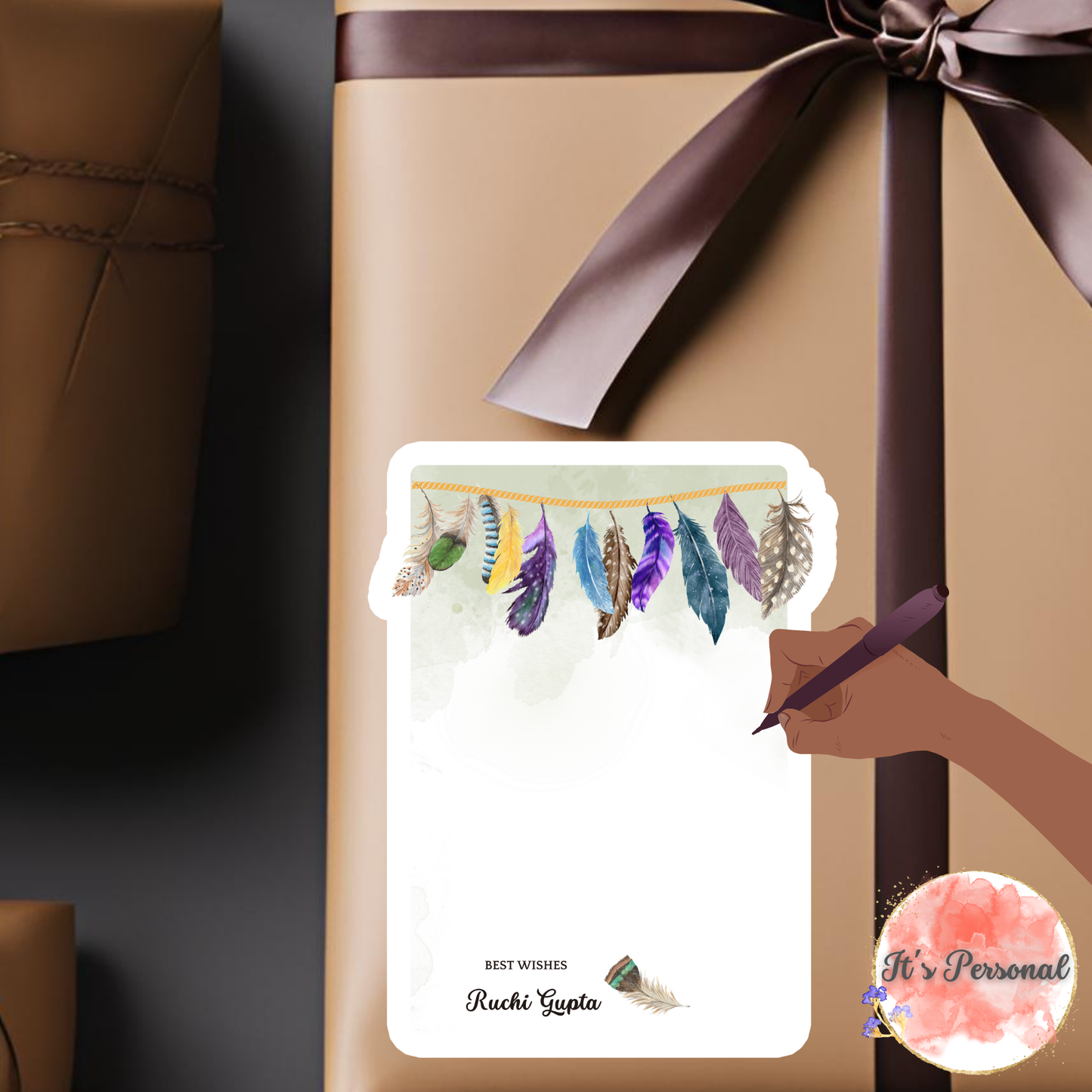 HANGING FEATHERS - GIFT NOTECARD (Pack of 10)