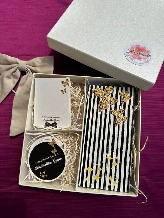 RARE BUTTERFLY ON STRIPES - LUXURIOUS BOX